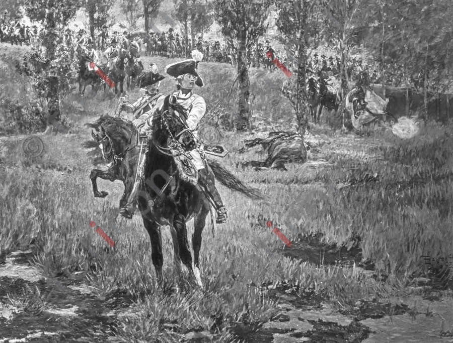 Friedrich Wilhelm von Seydlitz in der Schlacht bei Roßbach ; Friedrich Wilhelm von Seydlitz at the Battle of Rossbach (foticon-simon-190-036-sw.jpg)